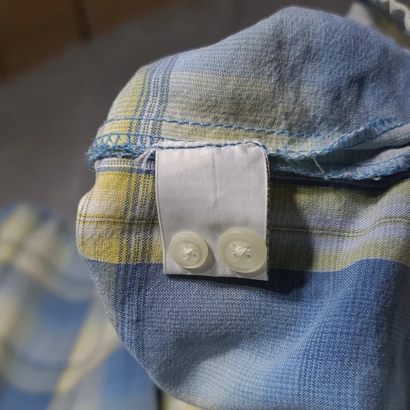 Tommy Bahama Blue and Yellow Plaid Casual Button Down Shirt - Picture 9 of 9